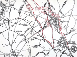 Diagram of Lesbœufs and vicinity evening 25 September 1916