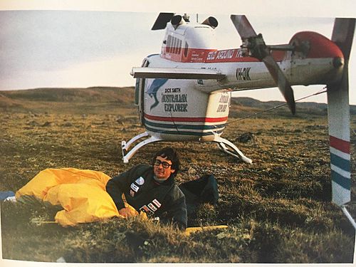Dick Smith forced down on Baffin Is. in bad weather, 1982