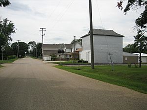 A view toward buildings in Eleroy including the U.S. Post Office.
