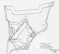 Engineer department overlay of the three Fort Delaware structures