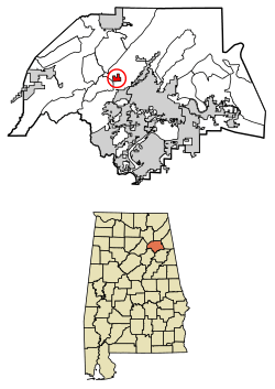 Location of Ridgeville in Etowah County, Alabama.