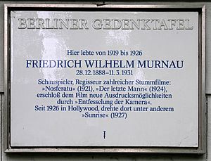 Gedenktafel Douglasstr 22 (Grunew) Friedrich Wilhelm Murnau