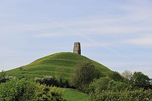 Glastonbury Tor from north east showing terraces