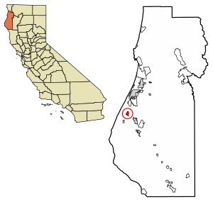 Location of Loleta in Humboldt County, California.