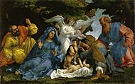 Lotto, sacra famiglia, angeli e santi louvre