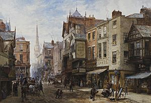 Louise Rayner Chester The Cross looking towards Watergate Street