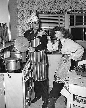 Lucille Ball and Desi Arnaz at home 1947