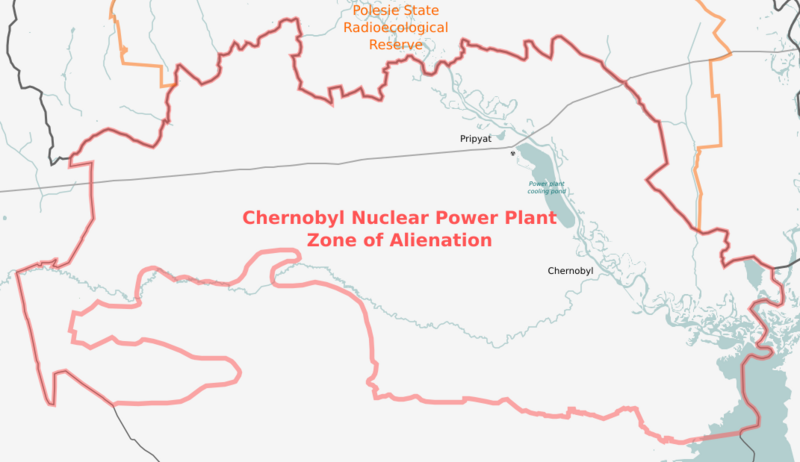 Map of Chernobyl Exclusion Zone