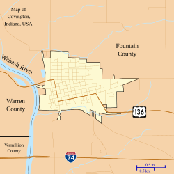 Map of Covington, Indiana