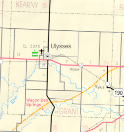 Map of Grant Co, Ks, USA