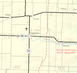 Map of Lane Co, Ks, USA