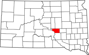 Map of South Dakota highlighting Buffalo County