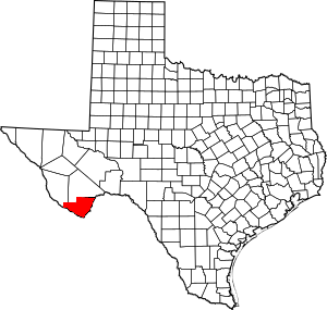 Map of Texas highlighting Foley County