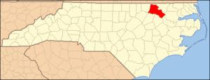 North Carolina Map Highlighting Halifax County
