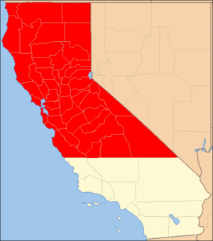 Northern California counties in red