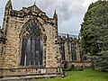 Outside of St John the Baptist Church of England church in Tideswell, from the cemetary
