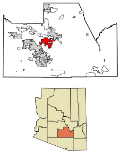 Location of Coolidge in Pinal County, Arizona