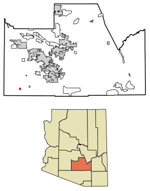 Location of Kohatk in Pinal County, Arizona.