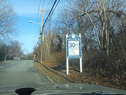 Speed limit and other regulations for the Village of Poquott, as seen from Washington Street.
