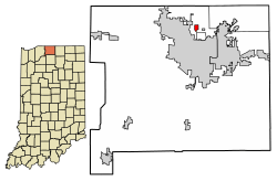 Location of Roseland in St. Joseph County, Indiana.