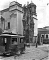 Trolley passing in front of the San Diego Church in Guanajuato, Mexico (1907)