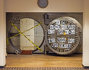 Vault at Poughkeepsie Savings Bank decorated by Bernie Sanders campaign