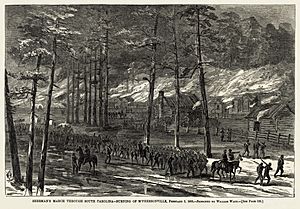 William Waud - Burning of McPhersonville 1865 - final Harper's Weekly version