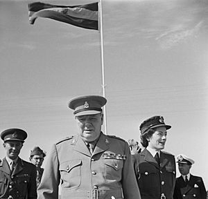 Winston Churchill visits his old regiment during the Cairo Conference, Egypt, December 1943