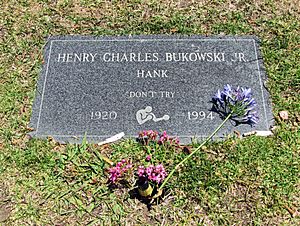 2014-05-13 Henry Charles Bukowski Jr. gravestone, Green Hills, Los Angeles - USA