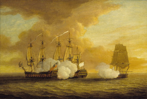 Action between HMS Lion and Elizabeth and the Du Teillay, 9 July 1745 RMG BHC0364f