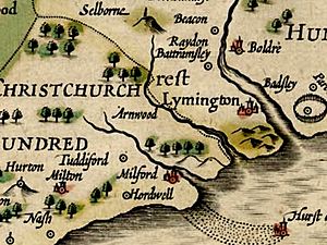 Arnwood on a 1611 map of Hampshire by John Speed