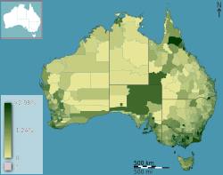 Australian Census 2011 demographic map - Australia by SLA - BCP field 1923 Total Year of arrival 1951 1960