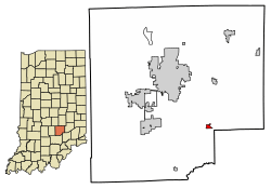 Location of Elizabethtown in Bartholomew County, Indiana.