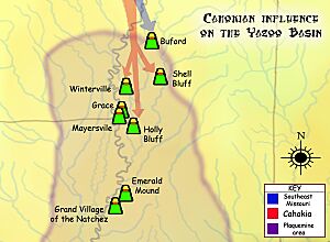 Cahokian influence on Plaquemine culture map HRoe 2011