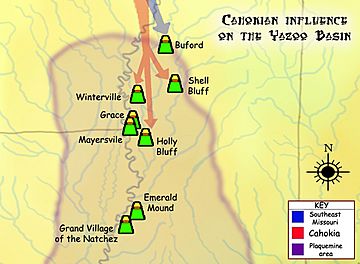 Cahokian influence on Plaquemine culture map HRoe 2011