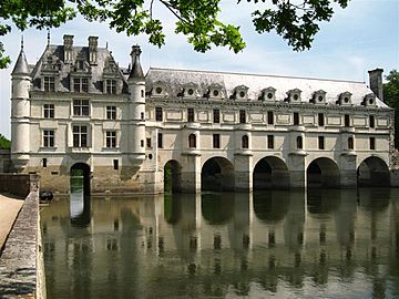 Château de Chenonceau - west facade over Cher (4 May 2006)