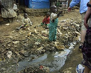 Children and open sewer in Kibera