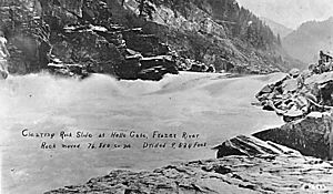 Clearing Rock Slide at Hells Gate, Fraser River (Photograph no A-8-3.2)