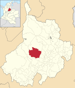 Location of the municipality and town of El Carmen, Santander in the Santander  Department of Colombia.