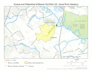 Course and Watershed of Beaver Gut Ditch (St. Jones River tributary)