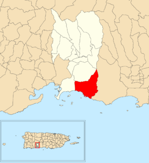Location of Encarnación within the municipality of Peñuelas shown in red