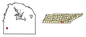 Location within Franklin County and Tennessee