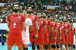 Iran men's national volleyball team before a match against the united states national team