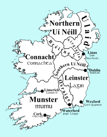 Map of Ireland's over-kingdoms circa 900 AD.