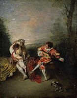 Jean-Antoine Watteau La Surprise, oil on panel