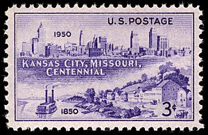 Kansas City Centenary 3c 1950 issue U.S. stamp