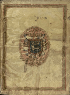 La unión et Privilegio (MSS-1087) - Tapas (detalle)