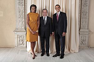 Lawrence Gonzi with Obamas