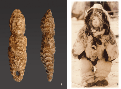 Mal'ta ivory figurine compared with child in onesie