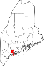 Map of Maine highlighting Sagadahoc County
